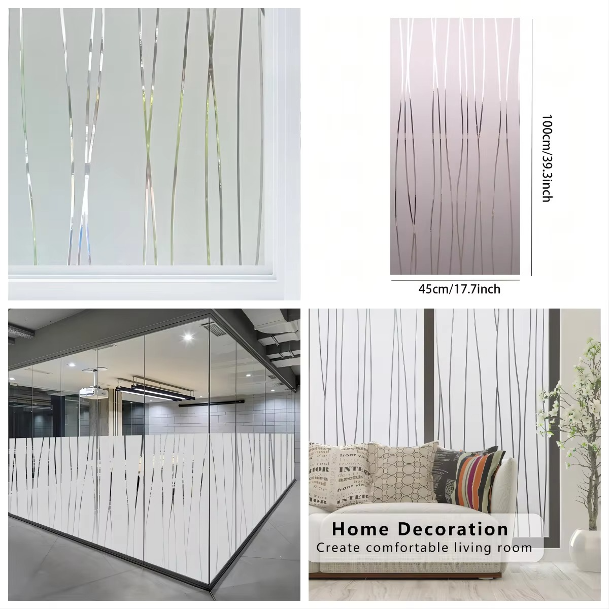 Frosted Privacy Window Film – Decorative Matte Glass Sticker Easy to Apply & Stylish for Home & Office