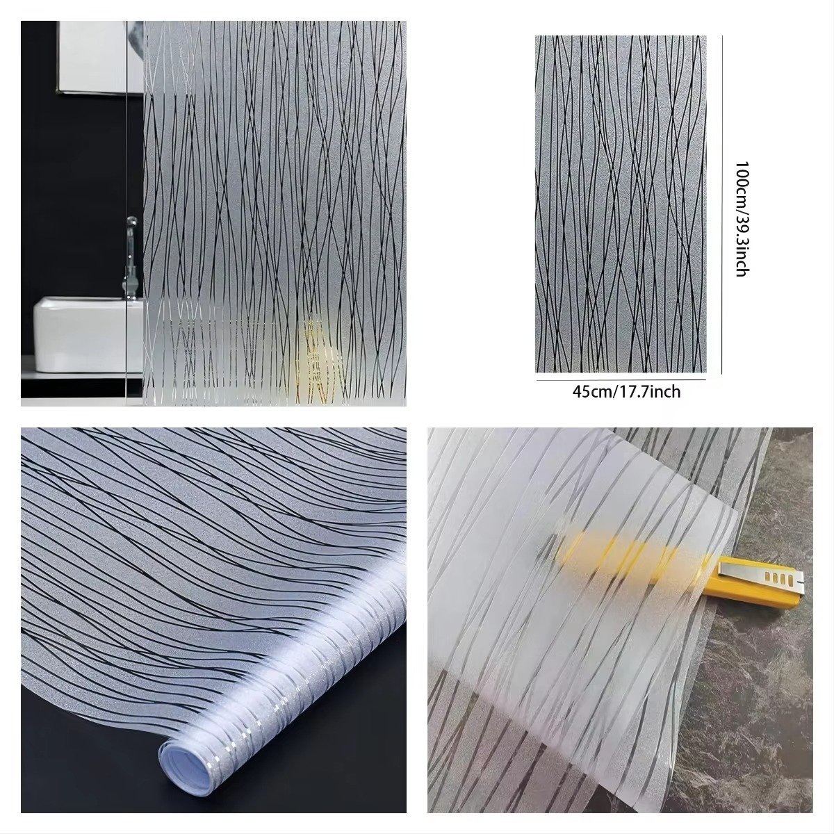 Frosted Privacy Window Film – Decorative Matte Glass Sticker Easy to Apply & Stylish for Home & Office