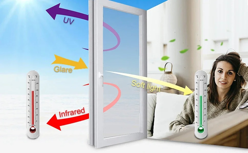 One-Way Mirror Privacy Window Film provides Heat Control UV Protection Easy to Apply & Stylish Home Tint